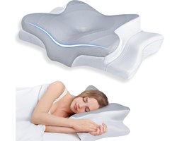 VitaPillow® Ademvrij Hoofdkussen - Vlinderkussen - Anti Snurk - CPAP Kussen ✓ Orthopedisch Traagschuim Nekkussen - Ergonomisch Vlinder Slaapkussen - Cervicaal Hoofdkussen - Anti snurk kussen - Comfortabel Bedkussen - Ademvrij Hoofdkussen Apneu