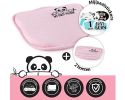 Vitapur Baby Hoofdkussen - Kinder Hoofdkussen - My First Panda Pillow - Kussen tot 1 jaar - Traagschuim Hoofdkussen - 26x23 cm - Roze