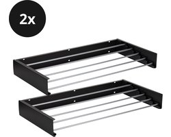 Vitapur Wasrek 2 stuks - Droogrek - Hangend - Wanddroogrek inklapbaar - Droogrekken - Inklapbaar - 80 x 40 cm - 4 meter drooglengte - Zwart - 2 stuks