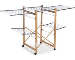 Vitapur Wasrek - Droogrek - Kledingrek - Droogrekken - Wasrek Inklapbaar - Inklapbaar Droogrek - 21 meter drooglengte - Verrijdbaar - Houtlook - Zwart