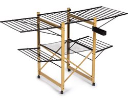 Vitapur Wasrek - Droogrek - Kledingrek - Droogrekken - Wasrek Inklapbaar - Inklapbaar Droogrek - 21 meter drooglengte - Verrijdbaar - Houtlook - Zwart