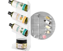 Vitasa Doucherek - Zonder Boren - Hangend - Doucherekje Transparant - Badkamerrek Acryl - Badrekje voor Bad - Incl. 3 plakstrips & schroeven