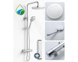 VITASENSE® Regendouche set met filter – Grote Douchekop 120mm – 6 Sproeistanden - Douchekraan met Thermostaatkraan – Doucheset chroom