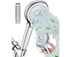 VITASENSE® XXL Douchekop met 6 Sproeistanden, Hoge druk en Filter - 3/4 Maanden Gefilterd Water - Doucheset Regendouche - Waterbesparende Douchekraan - Chroom