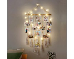 Vitdipy - Fotolijst - Wandkleed - Fotohouder - Met LED en 20 clips - Foto Insteekhoes - Woondecoratie