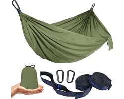 Vitdipy - Hangmat - 270×140CM - Tot 300kg - Incl Opbergzak Karabijnhaken en Riemen - Voor Buiten, Tuin, Balkon - Weerbestendig - Campingaccessoires - Groen