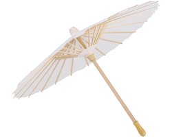 Vitdipy - Papieren Parasol - DIY Decoratieve Paraplu - Decoratieve Papieren Parasol - Hout en Papier - 40 cm - voor Bruiloften, Kunstprojecten, Fotoshoots - Wit