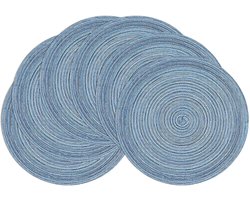 Vitdipy - Ronde Placemats – 6 Stuks – 38cm - Tafelmatten - Anti-slip & hittebestendig – Tafelmatten voor eettafel & diner - Blauw