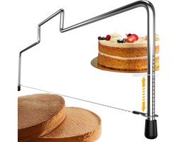 Vitdipy - Taartsnijder - 30cm - Met 2 gekartelde snijdraden - Taartzaag & Cake snijder - 12 hoogtes - RVS