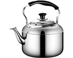 Vitdipy - Theepot - 2 Liter - RVS Theepot - Dubbelwandige theepot - Theepot voor op het fornuis - Spiegelgepolijst - Zilver