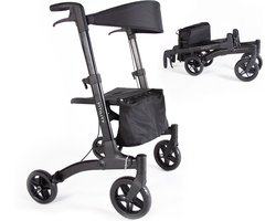 VITILITY Rollator comfort - rollator – Lichtgewicht & Dubbel Opvouwbaar – Voor Binnen & Buiten – Inclusief Tas – Charcoal Black