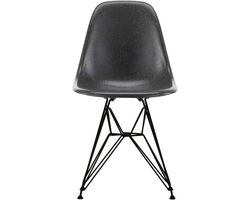 Vitra Eames DSR Fiberglass stoel zwart onderstel, elephant hide grey