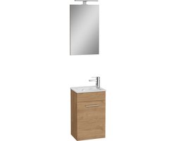 Vitra Mia meubelset 39x61x28cm spiegel wastafel en LED-verlichting Golden Oak