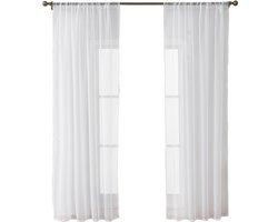 Vitrage Gordijnen - 2 stuks - Gordijnen - Polyester - Transparante Sheer Gordijnen voor gordijnroede - Roedezak voor Woonkamer/Slaapkamer - 130×100cm - Wit