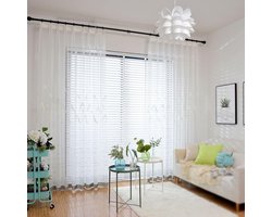 Vitrage Gordijnen - Lichtdoorlatende Panelen - Woonkamer Decoratie - Semi-transparant Patroon - 132 x 244 cm - Wit