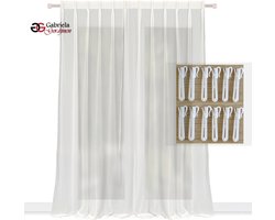 Vitrage met haakjes - 2 meter breed - Vlinderplooi- kant en klaar - glasgordijnen - haakjes -vitrages - Transparante gordijnen