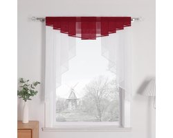 Vitrage plissé transparant - decoratief - 1 stuk - wijnrood - 100x100 cm