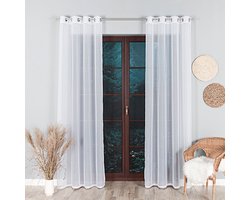 Vitrages met ringen - 2 stuks - 2 x 145cm breed - vitrage -gordijnen- Gabriela Gordijnen - glasgordijnen- vitrage met ringen - 220 cm hoog - kant en klaar -