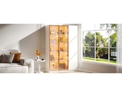 Vitrinekast - 3-Deurs Glazen Kast Met Led Verlichting - Wit - Verstelbare Planken En Anti-kantelbeveiliging - Voor Woonkamer, Eetkamer Of Kantoor