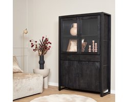 Vitrinekast Boaz - 115 cm - zwart