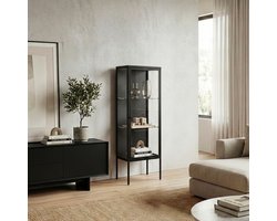 Vitrinekast Borshavisa 116x34x30 cm zwart [en.casa]