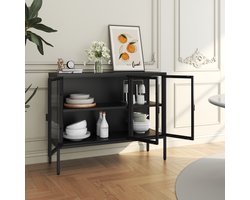 Vitrinekast Borshavisa staal 80x100x35 cm zwart [en.casa]
