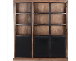 Vitrinekast Bruin - Mangohout & Metaal - 3-Deurs - Kast James - Giga Meubel