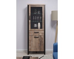 Vitrinekast Emile | 70 x 45 x 195 cm | Tobacco Brown oak-design