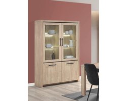 Vitrinekast Esprit in bleke eik 120x190x45cm