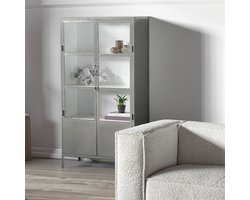 Vitrinekast Industrieel - Stone/Wit - Metaal - Kast Big - Giga Meubel