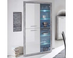 Vitrinekast Inga 194 x 92 cm - beton/wit - Bega Consult - Babykamer - Wit; Grijs; Betonlook - Spaanplaat - Babykamer -
