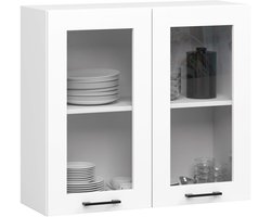 Vitrinekast, Keukenkast modulaire OLIWIA W80 H720 met 2 Deuren / Hangkast / Bovenkast / AKORD Furniture Factory / Wit / 80 x 72 x 30 cm