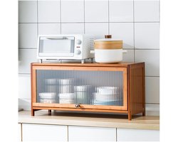 Vitrinekast met deur - Opbergkast display - Collecties tonen - Stofdicht en transparant - L80cm - Bruin