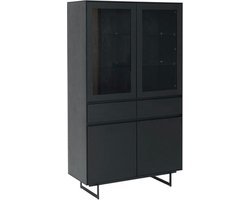Vitrinekast met Glas 190cm - Zwart - Incl. Ingebouwd Verlicht - Kast Tokyo