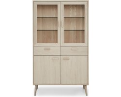 Vitrinekast met Glas - Licht Eiken - Eikenhout - 110x40x187cm - Kast Porto - Giga Meubel