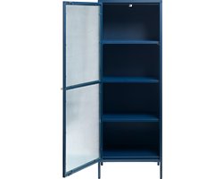Vitrinekast Metaal Blauw - 58cm - 1-Deurs - Soft Closing - Kast Bronco - Giga Living