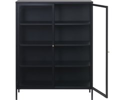 Vitrinekast Metaal Zwart - 110cm - 2-Deurs - Soft Closing - Kast Carmel - Giga Living
