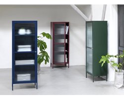 Vitrinekast Rood - Metaal - 40x58x160cm - Soft Closing - Kast Bronco - Giga Living
