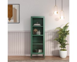 Vitrinekast Säkylä 150x50x35 cm dennengroen [en.casa]