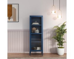 Vitrinekast Säkylä 150x50x35 cm marineblauw [en.casa]