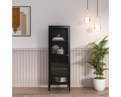 Vitrinekast Säkylä 150x50x35 cm zwart [en.casa]