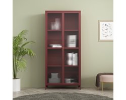 Vitrinekast Säkylä 180x80x35 cm bordeaux rood [en.casa]