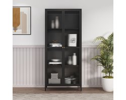 Vitrinekast Säkylä 180x80x35 cm zwart [en.casa]