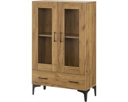 Vitrinekast Søndersø 115x70x31 cm eikenkleurig [en.casa]
