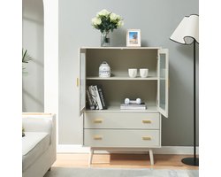 Vitrinekast Susa 120x80x40 cm beige [en.casa]