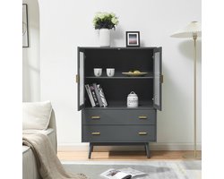 Vitrinekast Susa 120x80x40 cm grijs [en.casa]