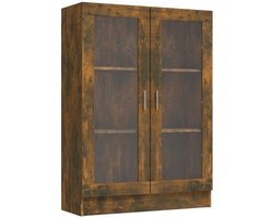 Vitrinekast – Vitrine – Glazen Kast – Opbergkast – Wandkast – Smoke Oak – 82,5x30,5x115 cm – Ge-engineerd Hout