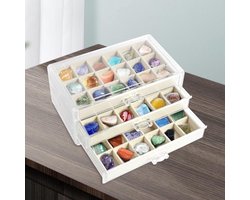 Vitrinekast voor Sieraden en Stenen met 3 Lades - Organizer met 54 Roosters