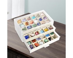 Vitrinekast voor Sieraden en Stenen met 3 Lades - Organizer met 54 Roosters