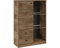 Vitrinekast Wilma I Glas Bar Kast Kasten Rek Houten meubels Kleur: Brandy Castello